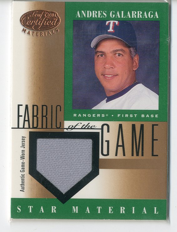 2001 Leaf Certified Materials Fabric of the Game #98BA Andres Galarraga