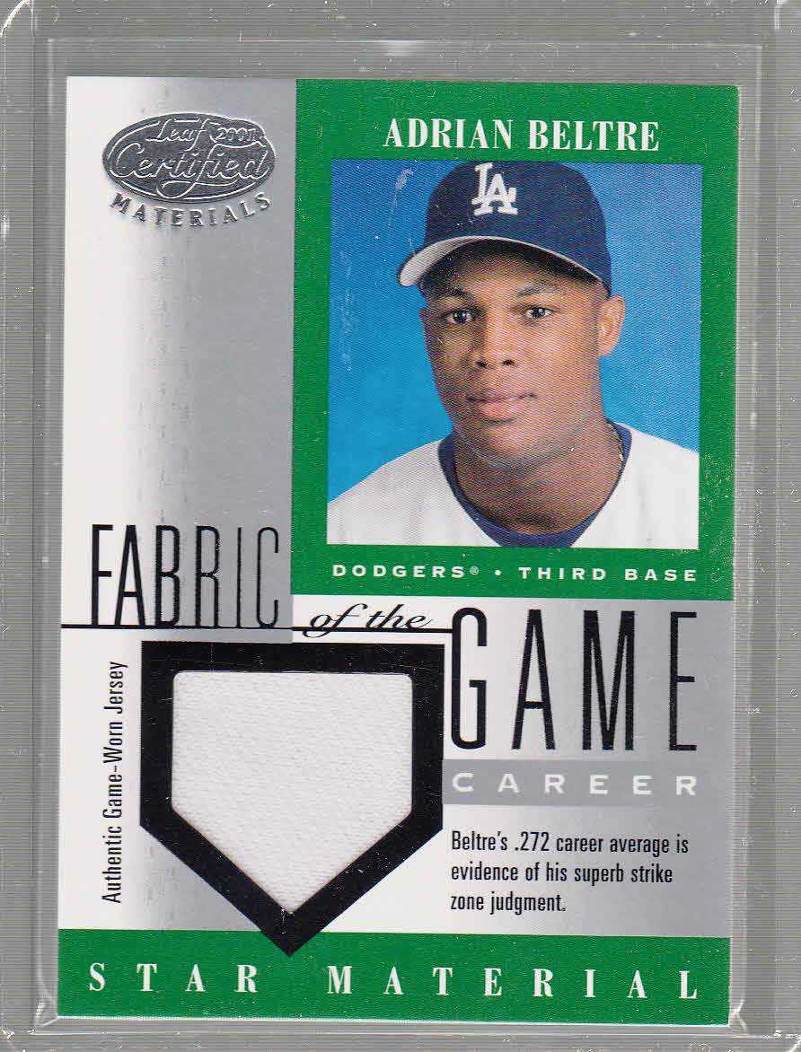 2001 Leaf Certified Materials Fabric of the Game #104CR Adrian Beltre/272