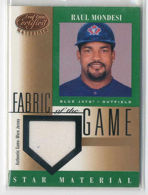 2001 Leaf Certified Materials Fabric of the Game #109BA Raul Mondesi