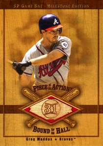 2001 SP Game Bat Milestone Piece of Action Bound for the Hall #BGM Greg Maddux