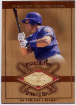 2001 SP Game Bat Milestone Piece of Action Bound for the Hall #BIR Ivan Rodriguez