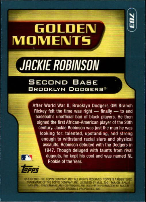 2001 Topps Limited #783 Jackie Robinson GM back image