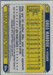 2001 Topps Chrome Traded #T123 Greg Maddux 87 back image