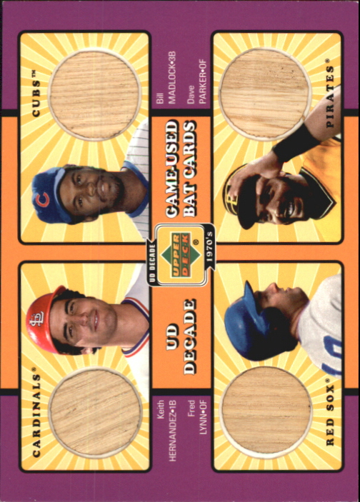 2001 Upper Deck Decade 1970's Game Bat Combos #BAT Keith Hernandez/Bill Madlock/Fred Lynn/Dave Parker