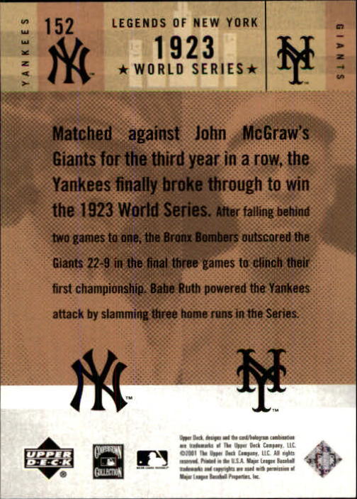 2001 Upper Deck Legends of NY #152 B.Ruth/J.McGraw back image