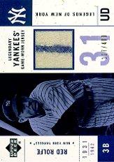2001 Upper Deck Legends of NY Game Jersey Gold #LYJRR Red Rolfe/400