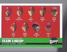 2001 Upper Deck Vintage #308 Philadelphia Phillies CL