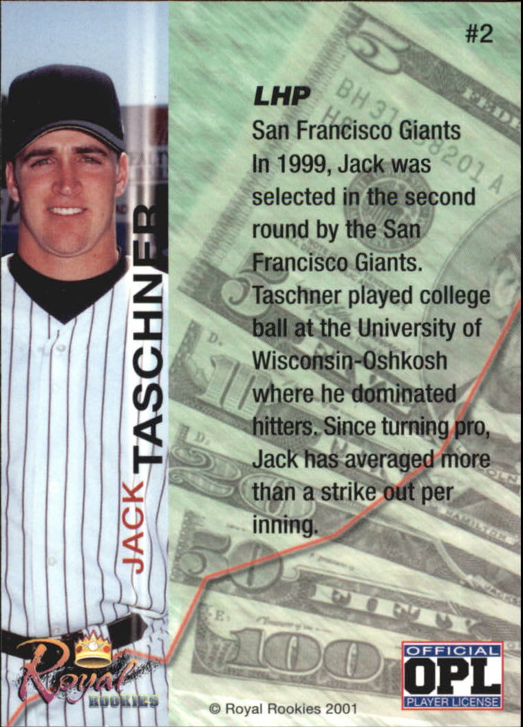 2001 Royal Rookies Futures #2 Jack Taschner back image
