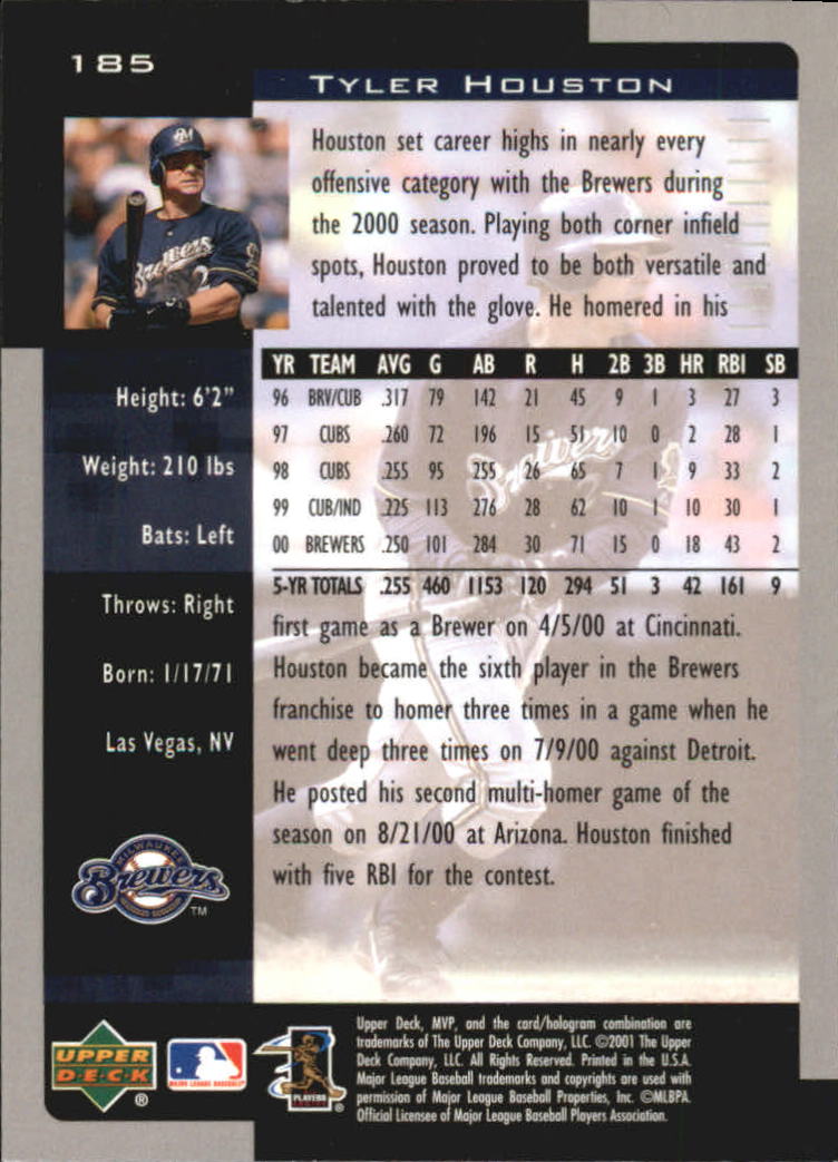 2001 Upper Deck MVP #185 Tyler Houston back image