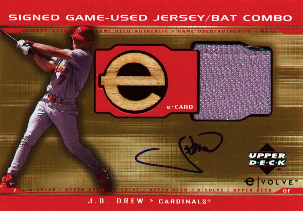 2001 Upper Deck Evolution e-Card Game Bat-Jersey Autograph #JBJD J.D. Drew