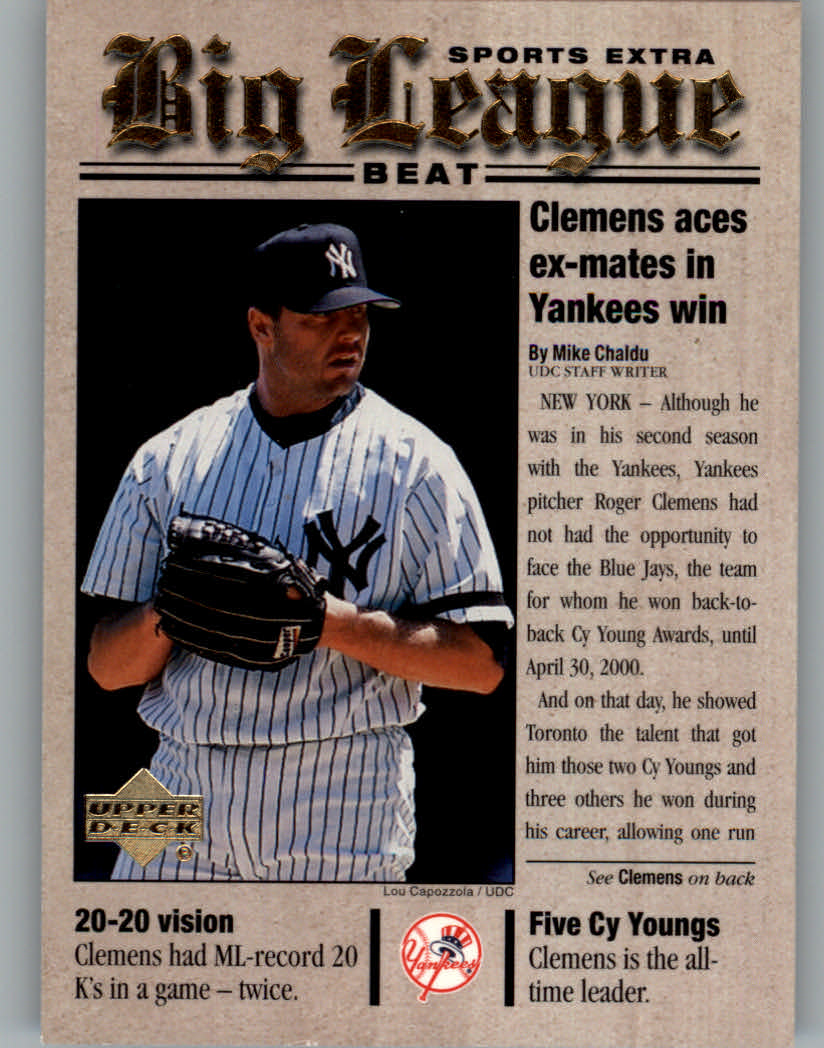 2001 Upper Deck Big League Beat #BB4 Roger Clemens
