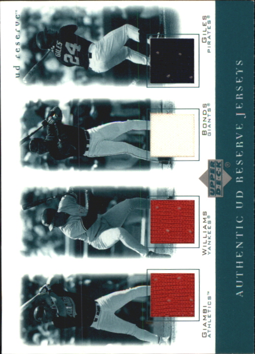 2001 UD Reserve Game Jersey Quads #WBG Giam/B.Wil/Bonds/Giles