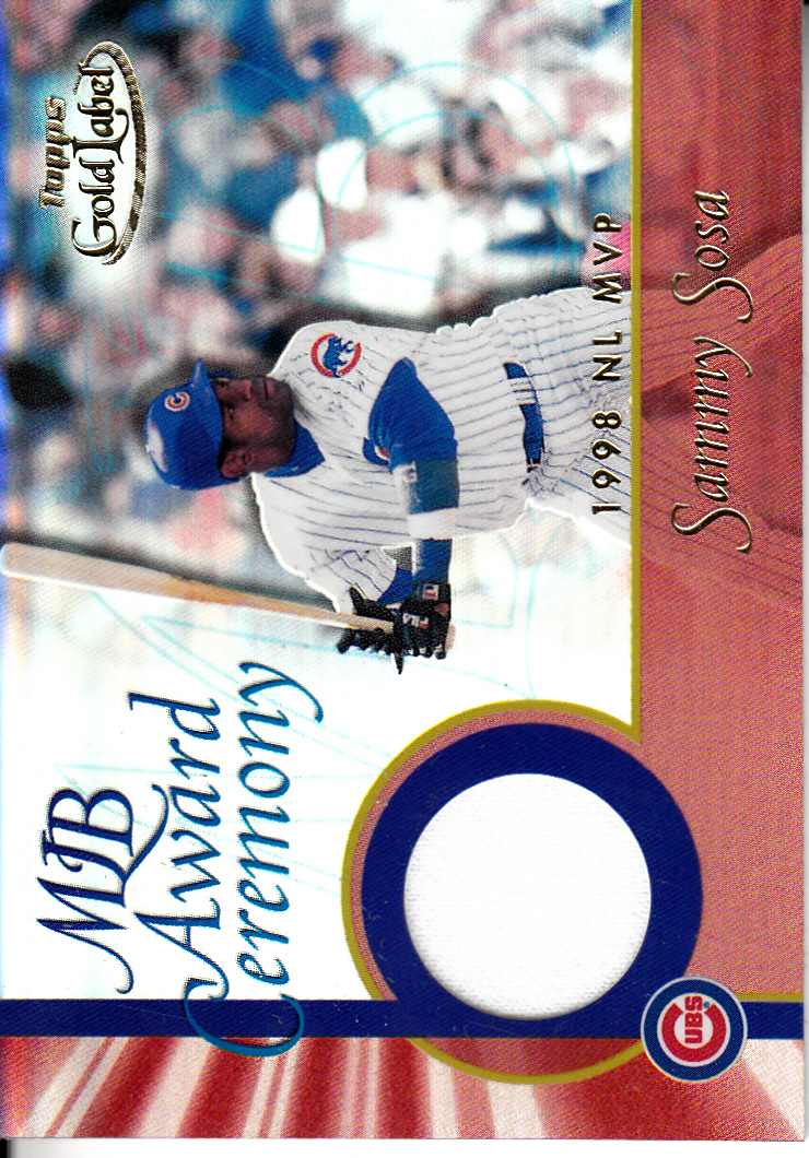 2001 Topps Gold Label MLB Award Ceremony Relics #SS2 Sammy Sosa MVP Jsy