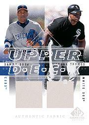 2001 SP Game Used Edition Authentic Fabric Duos #ST Sammy Sosa/Frank Thomas