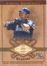 2001 SP Game Bat Milestone Piece of Action Milestone Gold #IS Ichiro Suzuki