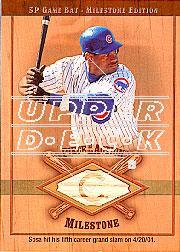 2001 SP Game Bat Milestone Piece of Action Milestone Gold #SS Sammy Sosa