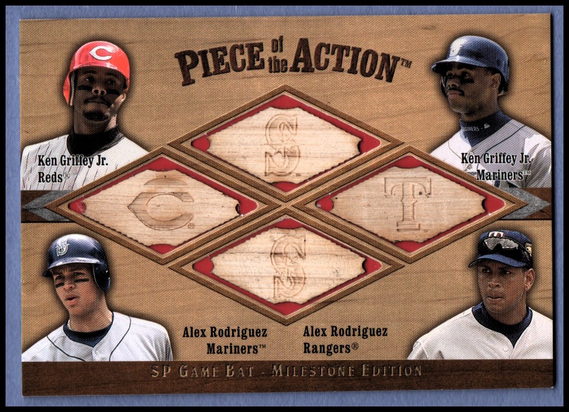 2001 SP Game Bat Milestone Piece of Action Quads #GGRR Grif/Grif/A.Rod/A.Rod