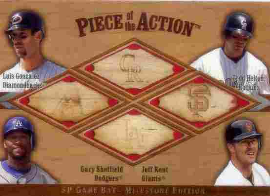 2001 SP Game Bat Milestone Piece of Action Quads #GHSK Luis Gonzalez/Todd Helton/Gary Sheffield/Jeff Kent