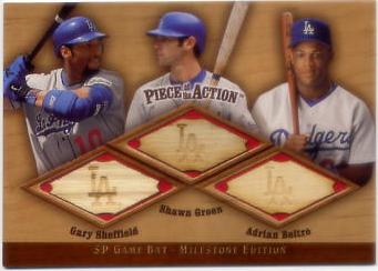 2001 SP Game Bat Milestone Piece of Action Trios #SGB Sheffield/Green/Beltre