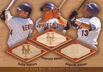 2001 SP Game Bat Milestone Piece of Action Trios #VSA Ventura/Shinjo/Alfonzo