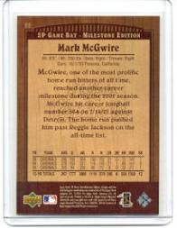 2001 SP Game Bat Milestone #55 Mark McGwire back image