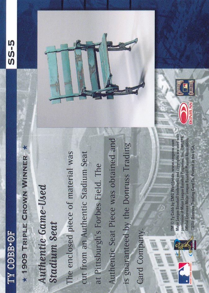 2001 Donruss Classics Stadium Stars #SS5 Ty Cobb back image