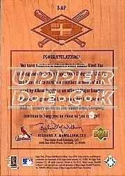 2001 SP Game Bat Milestone Piece of Action International #IAP Albert Pujols back image