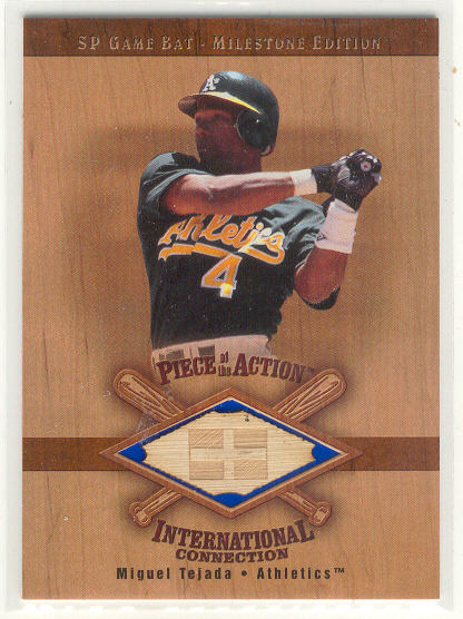 2001 SP Game Bat Milestone Piece of Action International #IMT Miguel Tejada