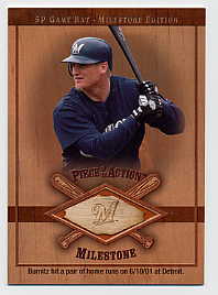 2001 SP Game Bat Milestone Piece of Action Milestone #JBU Jeromy Burnitz