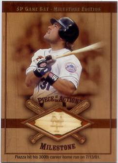 2001 SP Game Bat Milestone Piece of Action Milestone #MP Mike Piazza