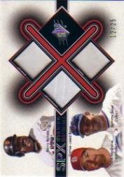 2001 SPx Winning Materials Base Trios #B3BMS Barry Bonds/Mark McGwire/Sammy Sosa