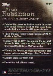 2001 Topps Noteworthy #TN47 Frank Robinson back image