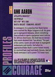 2001 Topps American Pie Profiles in Courage #PIC6 Hank Aaron back image