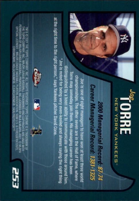 2001 Topps Chrome #253 Joe Torre MG back image