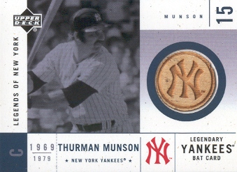 2001 Upper Deck Legends of NY Game Bat #LYBTM Thurman Munson