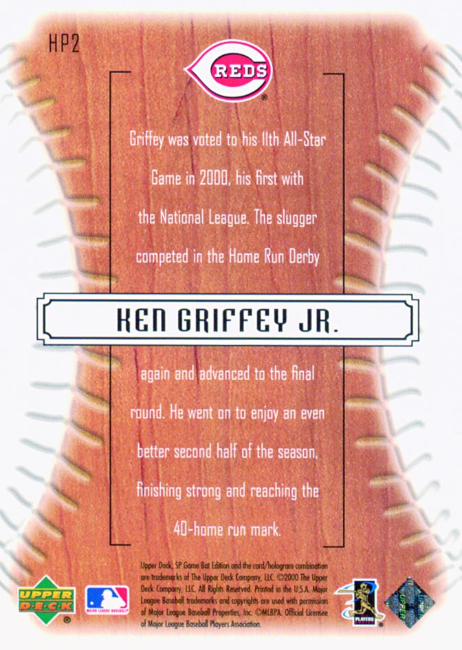 2001 SP Game Bat Edition Big League Hit Parade #HP2 Ken Griffey Jr. back image