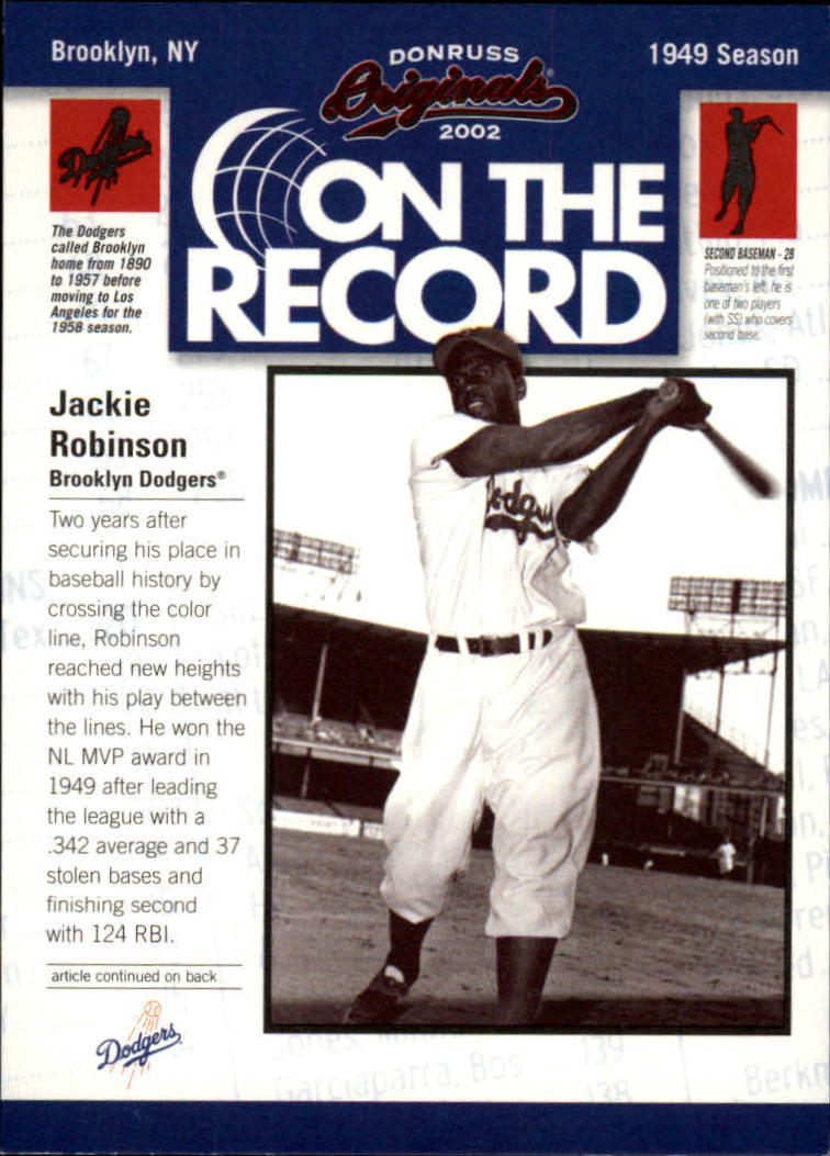 2002 Donruss Originals On The Record #13 Jackie Robinson