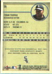 2002 Fleer Authentix #20 Frank Thomas back image