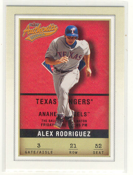 2002 Fleer Authentix #21 Alex Rodriguez