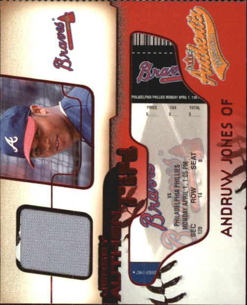 2002 Fleer Authentix Jersey AuthenTIX #JAAJ Andruw Jones SP