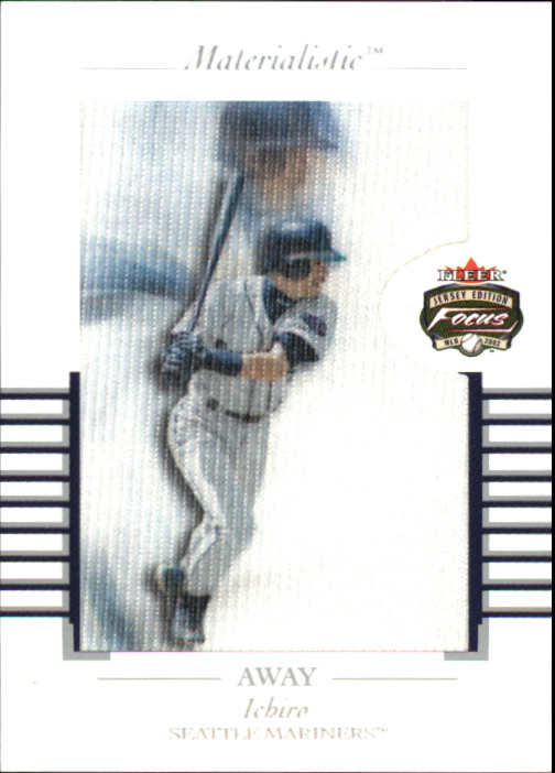 2002 Fleer Focus JE Materialistic Away #9 Ichiro Suzuki