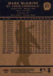 2002 Fleer Tradition #177 Mark McGwire back image