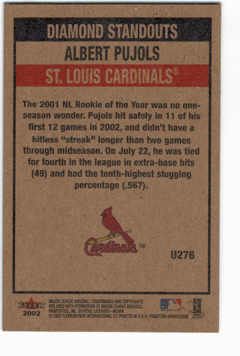 2002 Fleer Tradition Update #U276 Albert Pujols DS back image