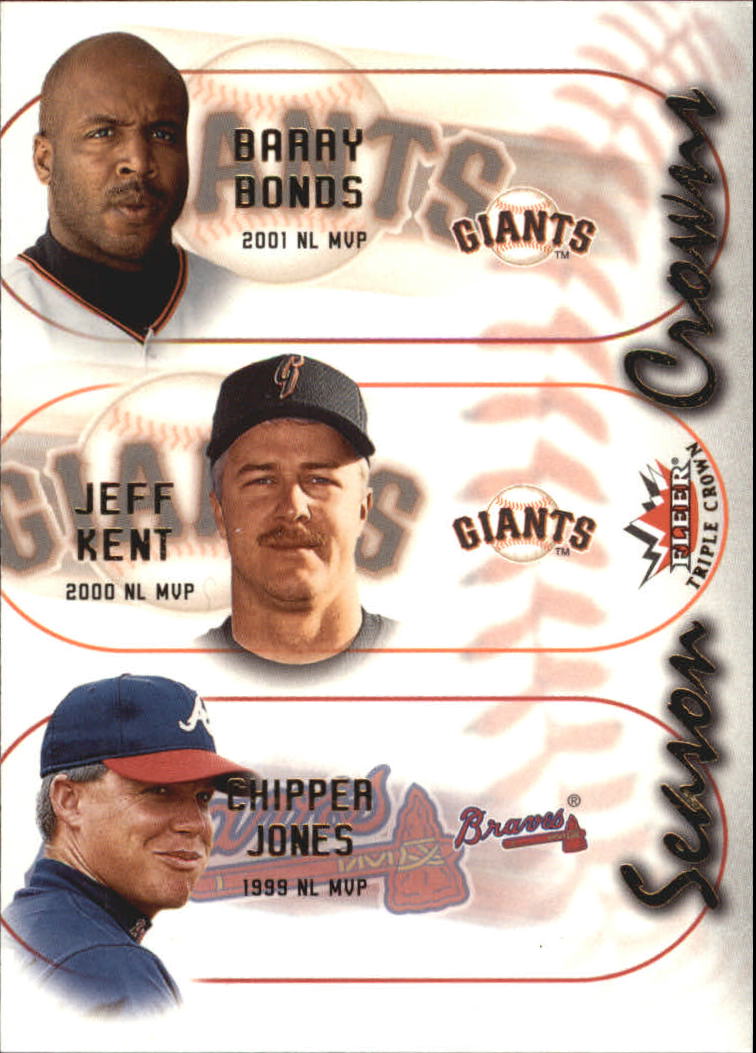 2002 Fleer Triple Crown Season Crowns #6 Barry Bonds/Jeff Kent/Chipper Jones