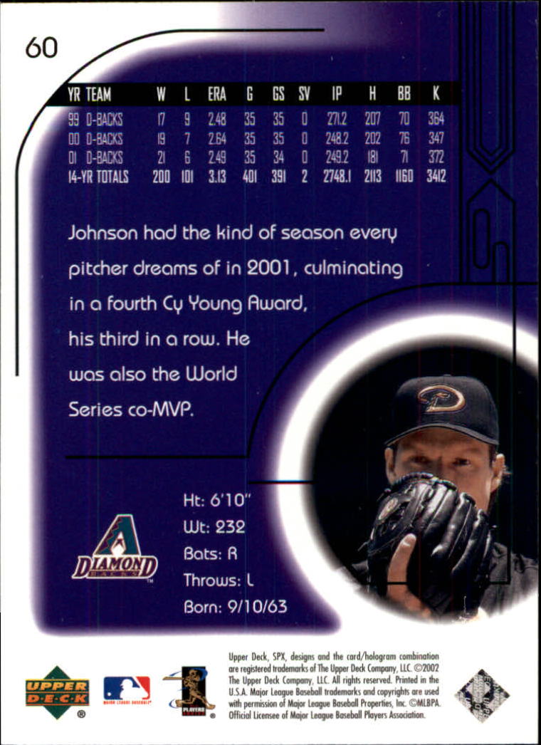 2002 SPx #60 Randy Johnson back image