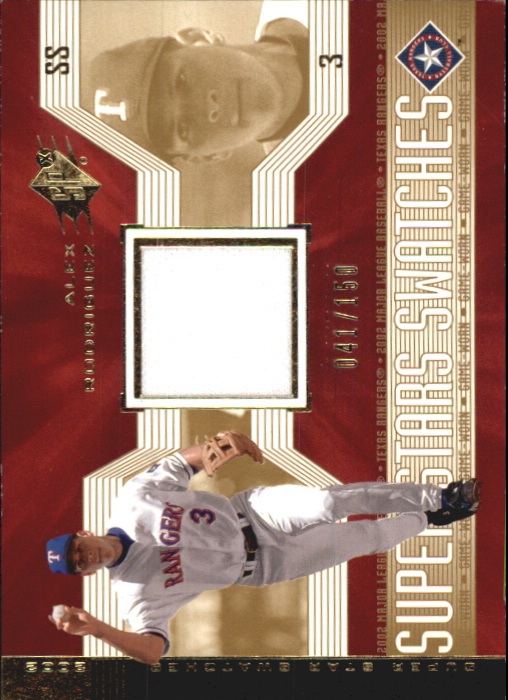 2002 SPx SuperStars Swatches Gold #167 Alex Rodriguez