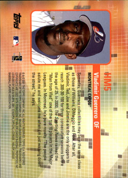 2002 Topps Hobby Masters #HM5 Vladimir Guerrero back image
