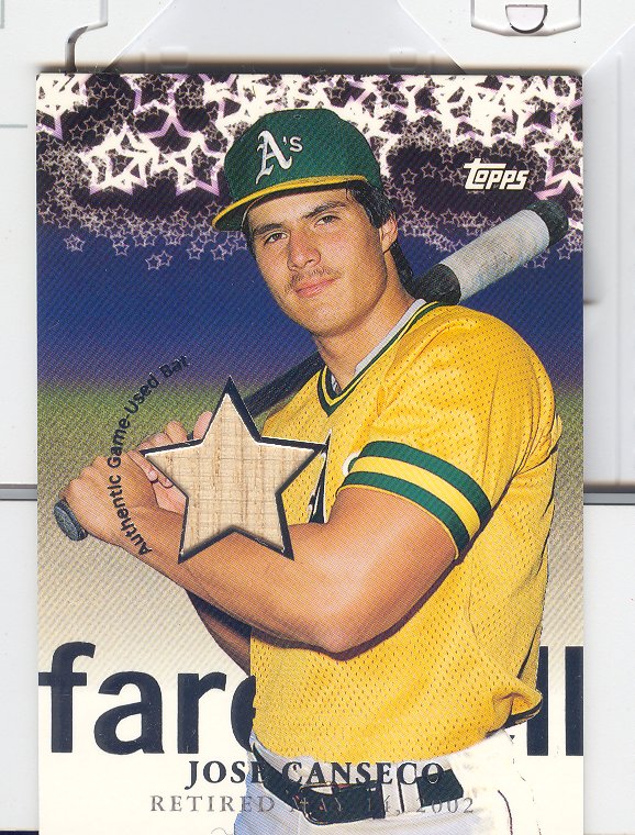 2002 Topps Traded Farewell Relic #FWJC Jose Canseco Bat