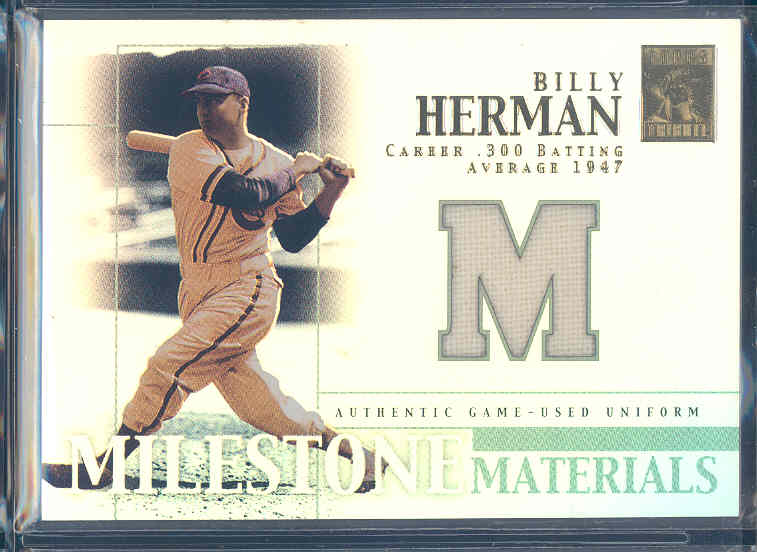 2002 Topps Tribute Milestone Materials #BH Billy Herman Uni