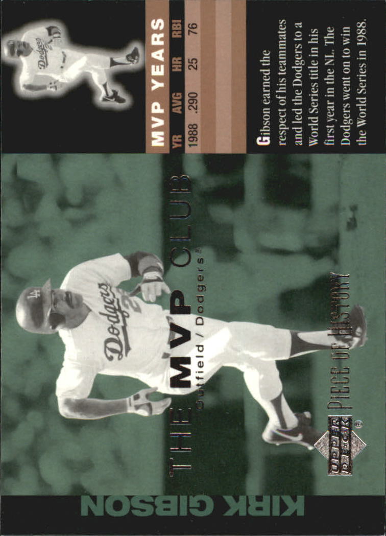 2002 UD Piece of History MVP Club #M6 Kirk Gibson